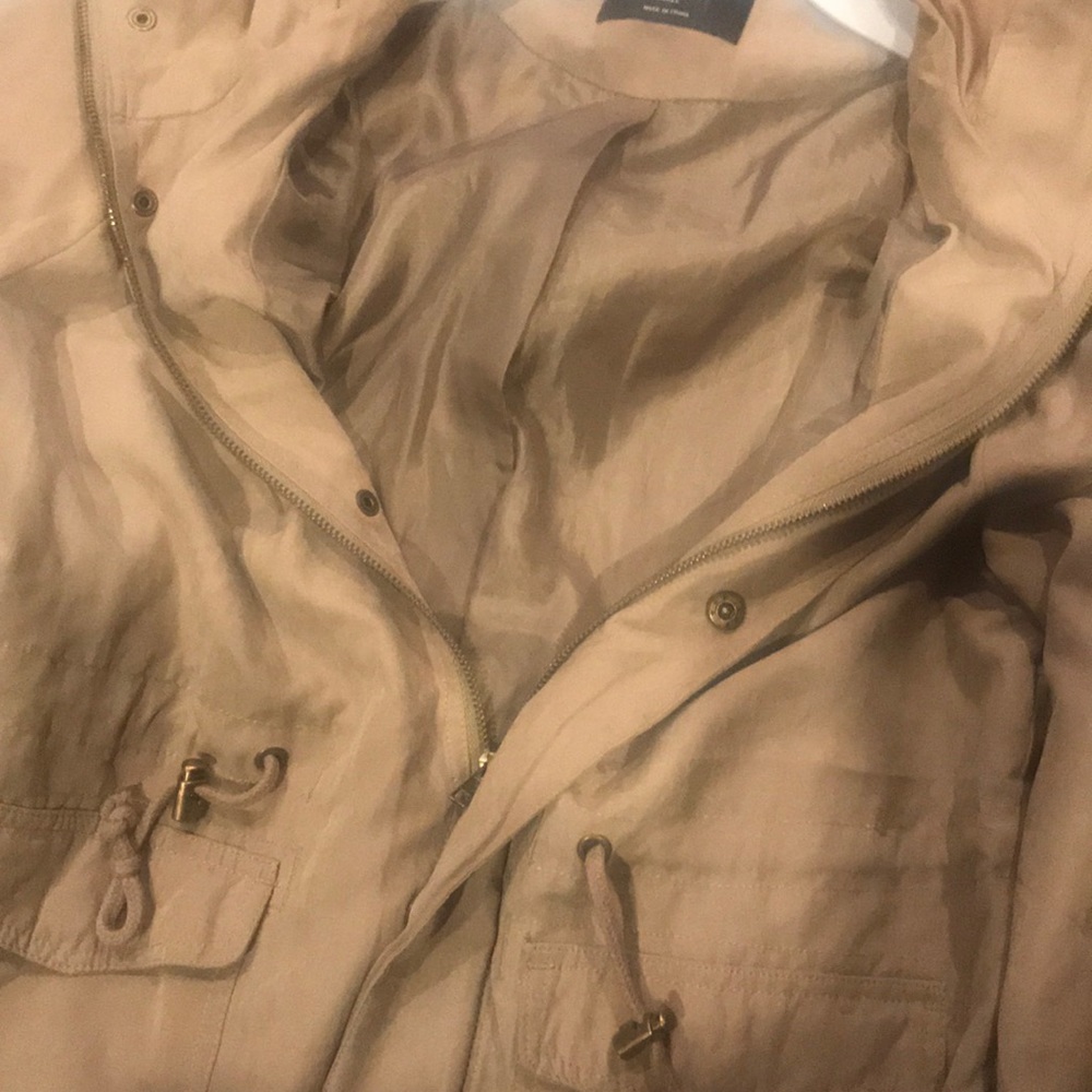 Khaki Peach Skin Hooded Utility Jacket - Picture 4 of 4